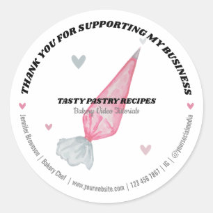Catering Bakery Chef Pastry Bag Thank You Classic Round Sticker