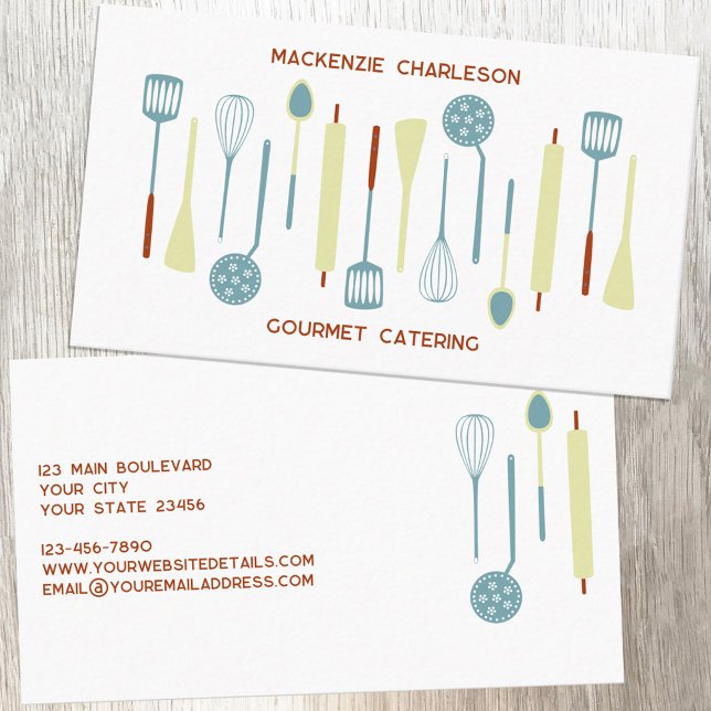 Catering Business Card (Vintage Kitchen minimalist fun catering cook baker business card)