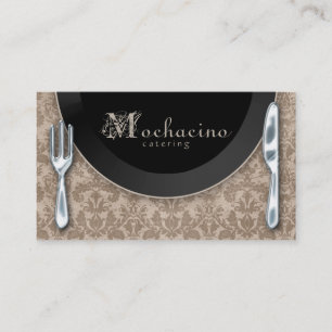 Catering Business Cards Cutlery Plate Beige
