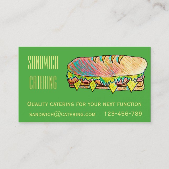 Catering business for sandwich lunch functions card (Front)