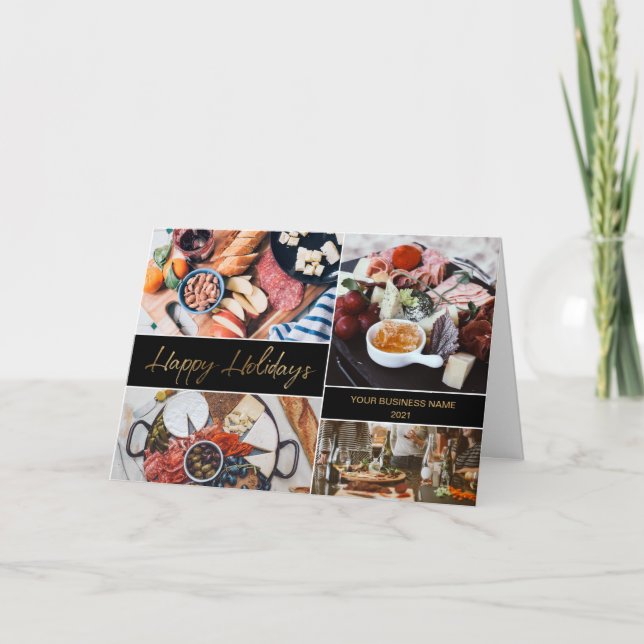 Catering business Photo Collage Happy Holidays Hol Holiday Card (Front)