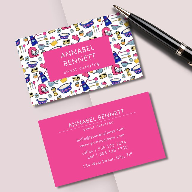 Catering Cafe Restaurant Kitchen Business Card (Professional catering business card.  Suit cake bakers, cafes, restaurants and any food business.)