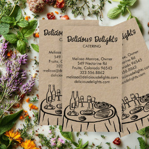 Catering Chef Event Planning Food CUSTOM Kraft Business Card