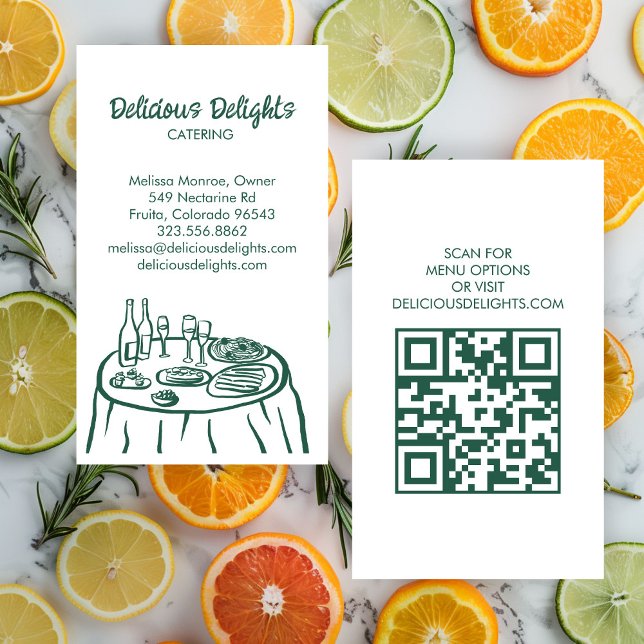 Catering Chef Event Planning Food Prep CUSTOM QR  Business Card (Catering Chef Event Planning Food Prep CUSTOM QR Business Card
)