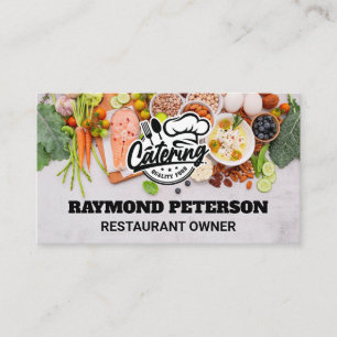 Catering Chef Logo   Food Spread Business Card