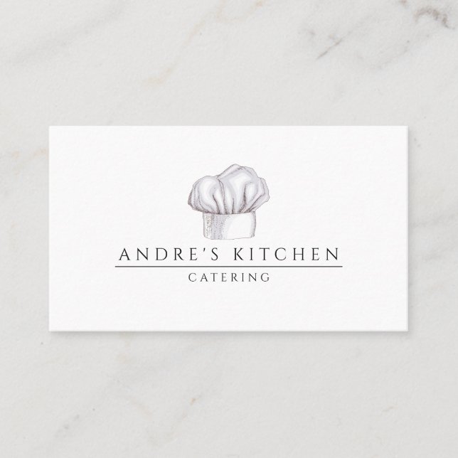 Catering Culinary Watercolor Chef's Hat  Business Card (Front)