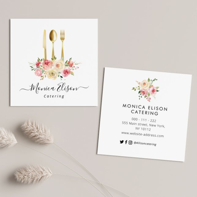 catering floral logo business card (Creator Uploaded)