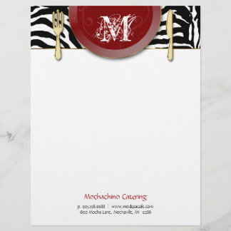 Catering Letterhead Stationery Cutlery Zebra Red Template