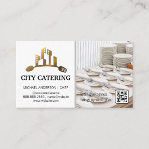 Catering Logo Banquet Events Plate Setup Business Card