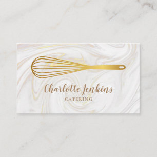 Catering Patisserie Gold Whisk Marble Swirls Business Card