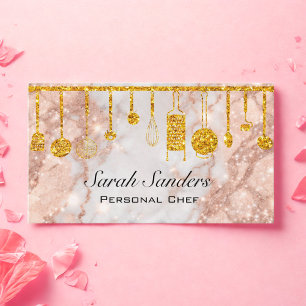 Catering Personal Chef Kitchen Gold Pink  Business Card