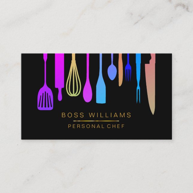 Catering Personal Chef Kitchen Utensils Business C Card (Front)