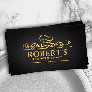 Catering - Personal Chef -Luxury Golden Ornament Business Card