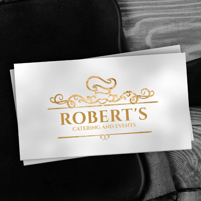 Catering - Personal Chef -Luxury Golden Ornament Business Card (Creator Uploaded)