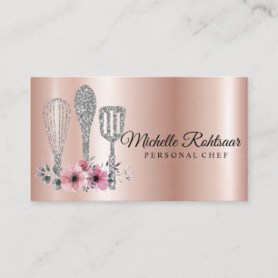 Catering Personal Chef Restaurant Drip Red Gold  Business Card