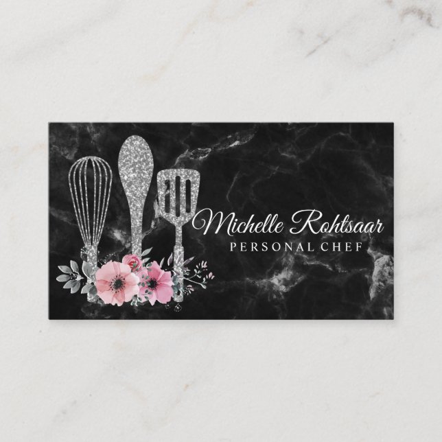 Catering Personal Chef Restaurant Drip Red Gold Business Card (Front)