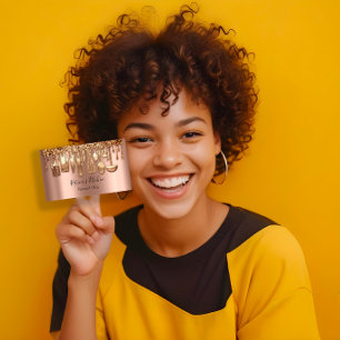 Catering Personal Chef Restaurant Drip Rose Gold Business Card