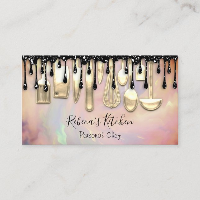 Catering Personal Chef Restaurant Drips Cooking Business Card (Front)