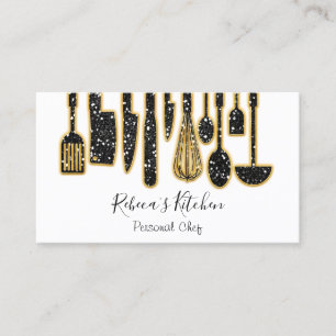 Catering Personal Chef Restaurant Kitchen Blue  Business Card