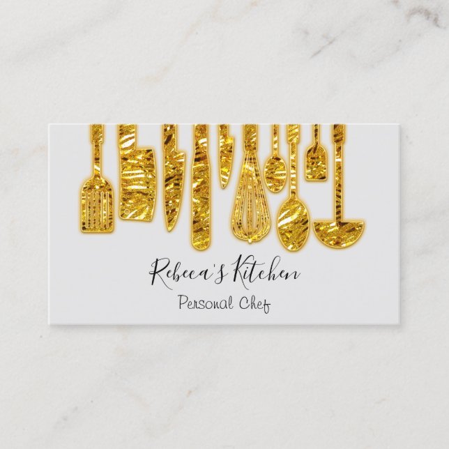 Catering Personal Chef Restaurant Kitchen Gold Business Card (Front)