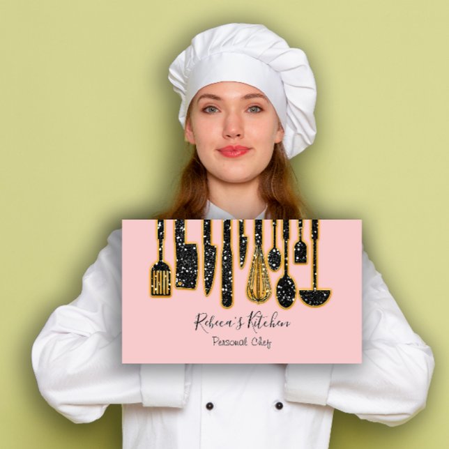 Catering Personal Chef Restaurant Kitchen Pink Business Card (Catering Personal Chef Restaurant Kitchen Pink Business Card )