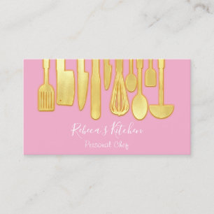 Catering Personal Chef Restaurant Kitchen Pink Business Card