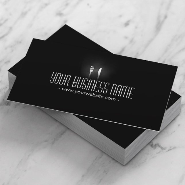 Catering Professional Dining Tools Modern Business Card (Creator Uploaded)