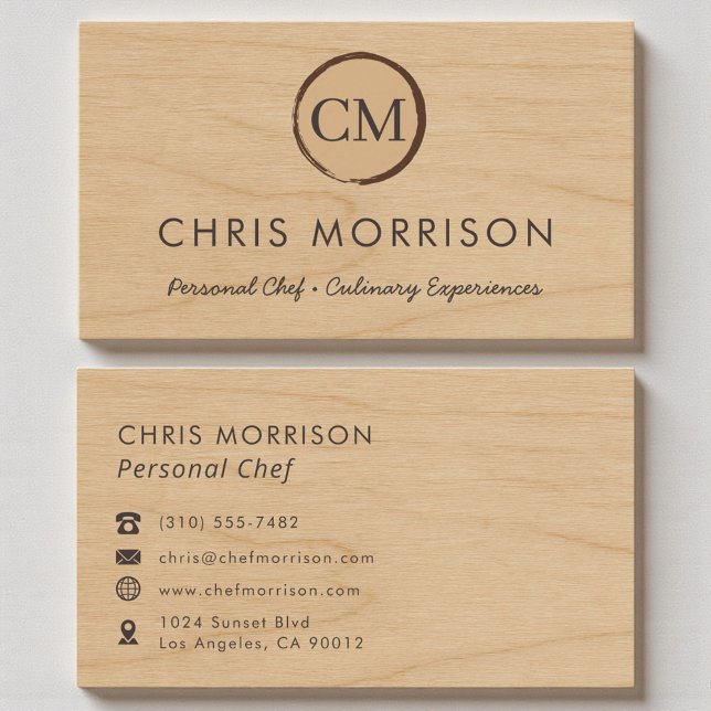 Catering Restaurant Personal Chef Rustic Wood  Business Card (Creator Uploaded)