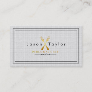 Catering Retro Gray Chef Gold Fork Crossed Business Card