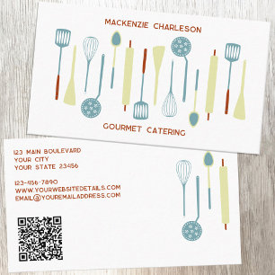 Catering Retro Kitchen QR Code Business Card