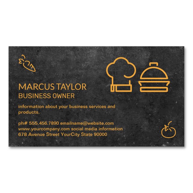 Catering Service | Food Industry | Chef Magnetic Business Card (Front)