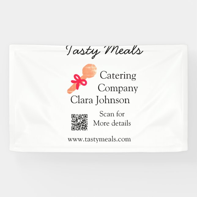 Catering services add name QR code website bakery  Banner (Horizontal)