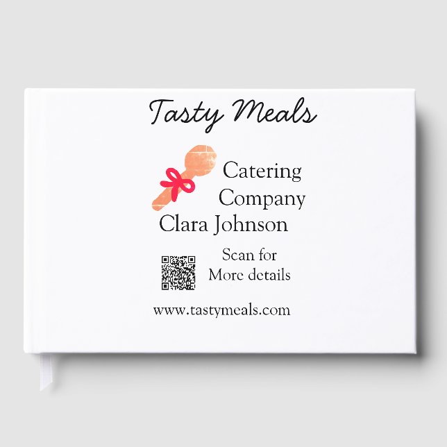 Catering services add name QR code website bakery  Guest Book (Front)