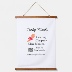 Catering services add name QR code website bakery  Hanging Tapestry