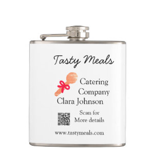 Catering services add name QR code website bakery  Hip Flask