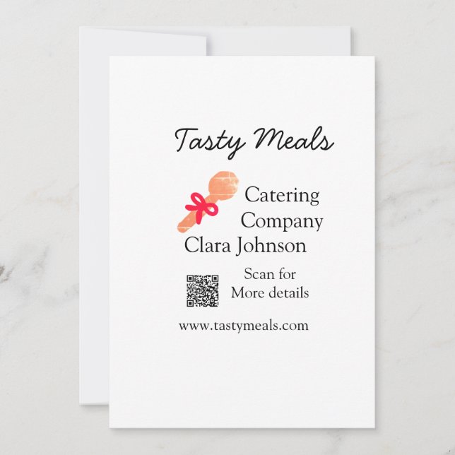 Catering services add name QR code website bakery  Holiday Card (Front)