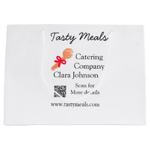 Catering services add name QR code website bakery  Large Gift Bag
