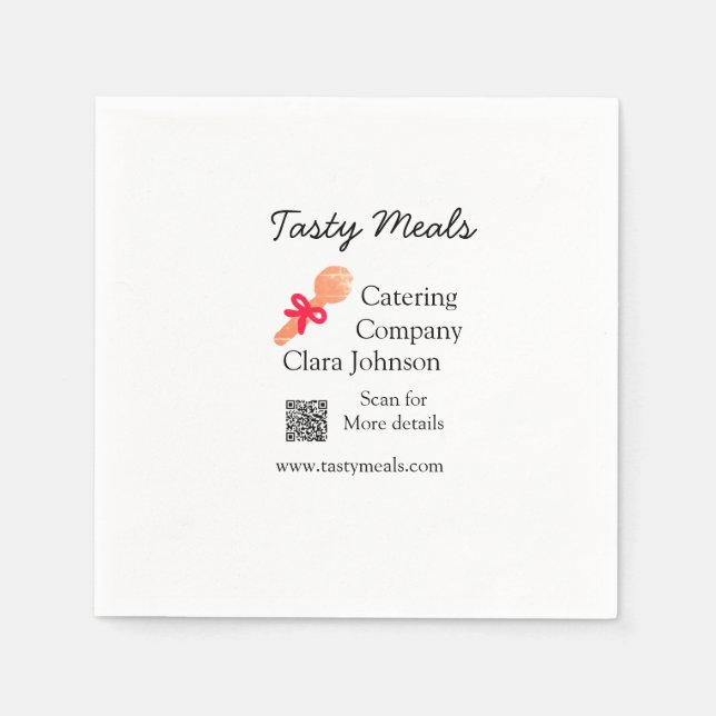 Catering services add name QR code website bakery  Napkin (Front)