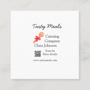 Catering services add name QR code website bakery  Square Business Card