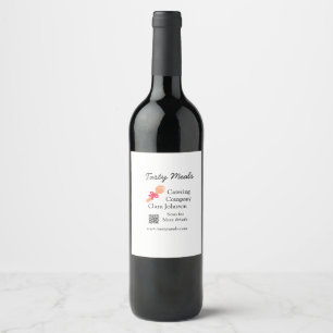 Catering services add name QR code website bakery  Wine Label