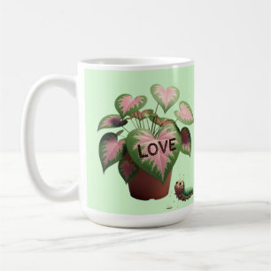 Caterpillar and Heart-shaped Leaves Coffee Mug