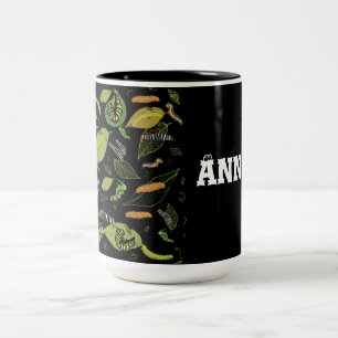 Caterpillar and leaves Personalised Two-Tone Coffee Mug