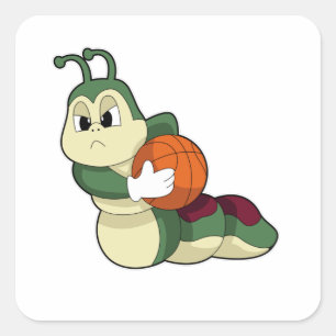 Caterpillar as Basketball player with Basketball Square Sticker