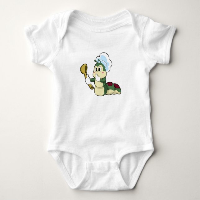 Caterpillar as Chef with Wooden spoon Baby Bodysuit (Front)