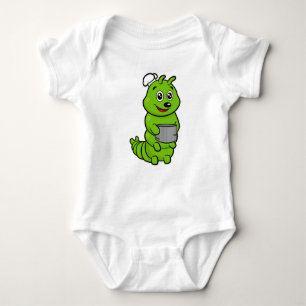 Caterpillar as Cook with Cooking pot Baby Bodysuit