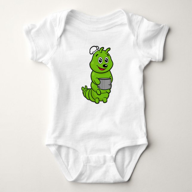 Caterpillar as Cook with Cooking pot Baby Bodysuit (Front)