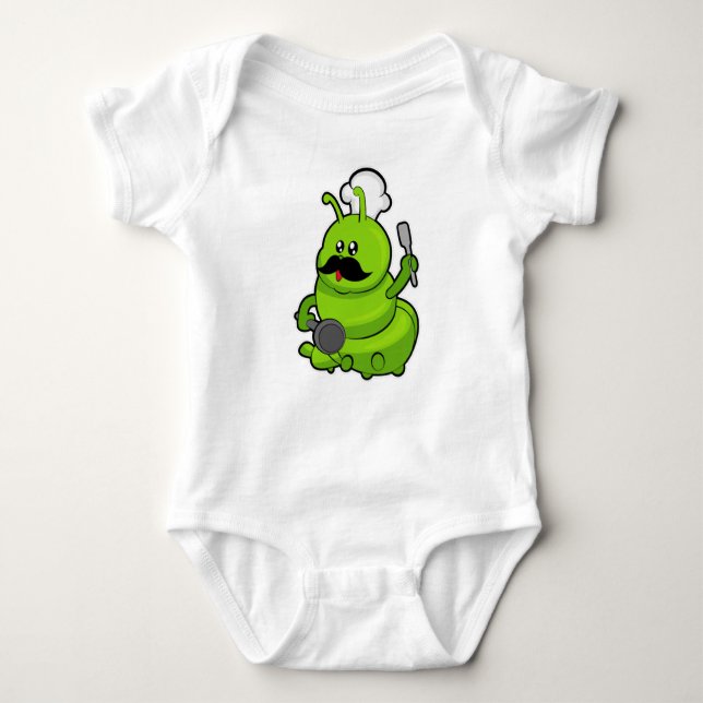 Caterpillar as Cook with Moustache Baby Bodysuit (Front)