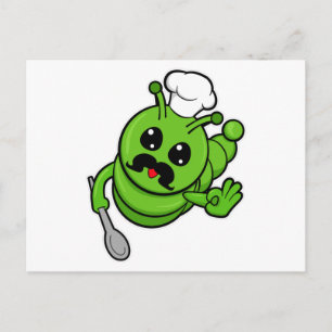 Caterpillar as Cook with Spoon Postcard