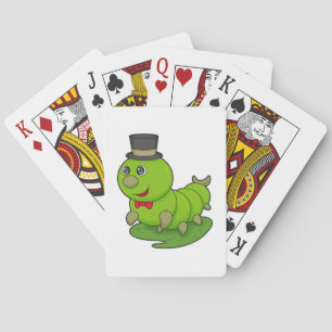 Caterpillar as Gentleman with Cylinder Playing Cards