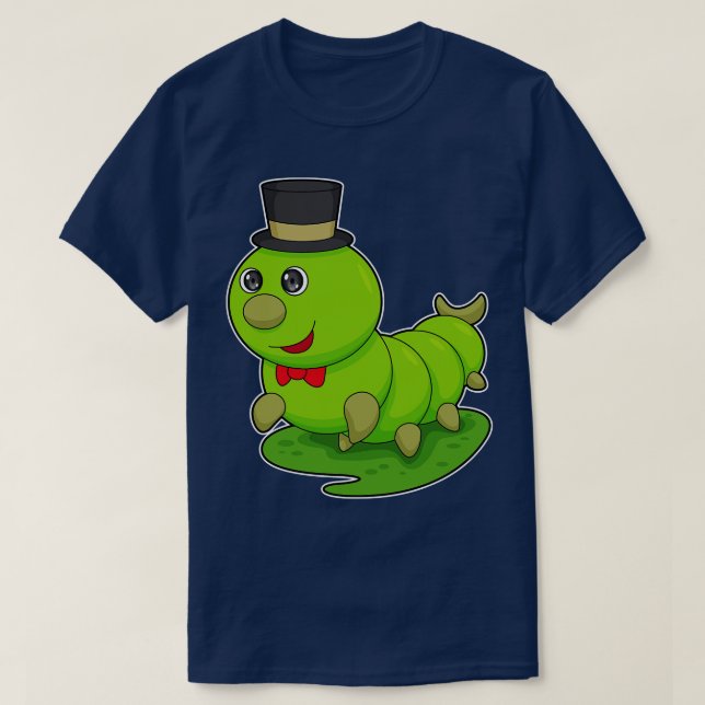 Caterpillar As Gentleman With Cylinder  T-Shirt (Design Front)